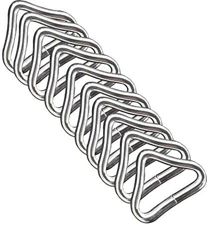 Jiakalamo 10 Stück Dreieck Ringe Schnalle V-Ringe für Trampolin Ersatzzubehör Schnellverschluss Gürtel Tasche Riemen (Silber)