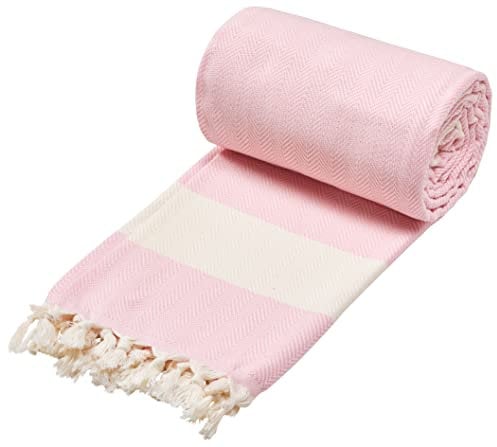 Sowel® XXXL Hamamtuch, Strandtuch, Fouta, 100% Baumwolle, 200x240 cm, Rosa