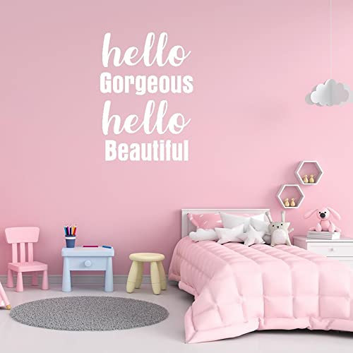 Vinyl-Wandaufkleber Hello Gorgeous, Hello Beautiful Inspirational Zitate, Vinyl-Wandaufkleber, inspirierende Sprüche für Zuhause, Schule, Wanddekoration, 55,9 cm