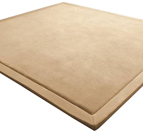 LEHOUR Verdickung Korallen Samt Teppich Kinder Krabbeldecke Weiche Tatami Teppiche Kinder rutschfeste Vergrößern Spielmatte (Naturbraun, 150 * 200CM)