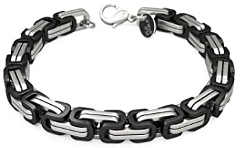 Fly Style Byzantiner Königskette Schwarz+Silber Edelstahl - Königsarmband Armband Herren ionen-plattierte Kette
