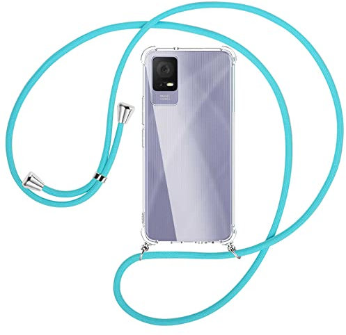 mtb more energy® Catena per cellulare compatibile con TCL 405, TCL 408, turchese – Custodia per smartphone da appendere – Anti Shock Full TPU Case