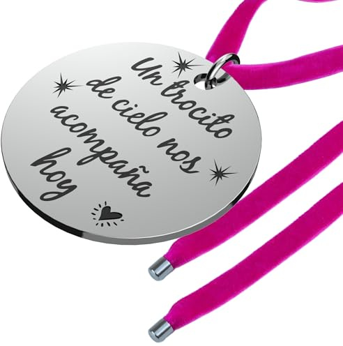 Die Ereignisse der Tata - Medaille Brautstrauß - Anstecknadel Brautstrauß - Medaille Brautstrauß - Medaille Hochzeitsstrauß (Ein Tocito des Himmels, runde Medaille Silber Kordel Fuxia)