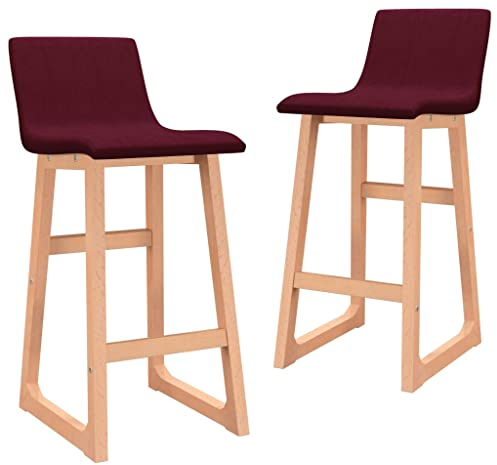 WRJENFSC Barhocker Schminktisch Stuhl Frühstückshocker Büro Hocker Konversationsstuhl 2 STK. Weinrot Stoff Geeignet für Esszimmer, Arbeitszimmer, Restaurant, Coffee Shop