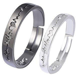 CCAIPU Offener Manschetten Ring für Damen, 925 Sterling Silber Verstellbare Ringe Damen Ring mit Diamanten Silber/Gold Ring Trendiger Ring für Frauen Mädchen (Paar-A)