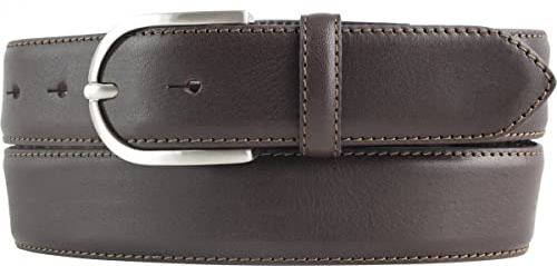 BELTINGER Hochwertiger Damengürtel aus Vollrindleder mit runder Gürtelschließe 3,5 cm | Bombierter Ledergürtel Damen 35mm | Damen-Gürtel made in Italy | Braun 100cm
