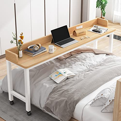 Mobiler Sitz-Steh-Schreibtisch Über Dem Bett, Rollender Tragbarer Steh-Laptop-Schreibtisch, Tablett Und Projektorwagen Mit Rollen, Tisch Für Arbeitszimmer, Schlafzimmer, Wohnzimmer (Natur)