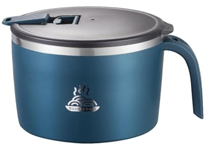 VUIUYOIES Stainless Steel Instant Noodle Bowl Suitable for All Occasions Lightweight and Portable Ramen Bowl Versatile Safe, Blue, 1300ML