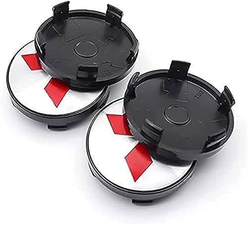 Pack of 4 Hub Caps für Mitsubishi Pajero Asex Outlander Eclipse Cross 60mm, Car Wheel Centre Caps Alloy Wheel Rim Caps Hub Cap für Wheel Caps, Car Decoration Badge Accessories,B/White