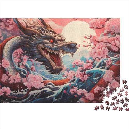 Orientalischer Drache Puzzles 1000 Teile, Classic Puzzle DIY Kit Holzspielzeug Unique Gift Home Decor Für Erwachsene Und Kinder 1000pcs (75x50cm)