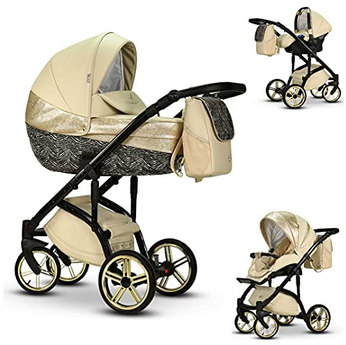 Kinderwagen-Set 4 in 1 Vip Lux inkl. Sportsitz und Autositz - 12 Teile - in 18 Farben