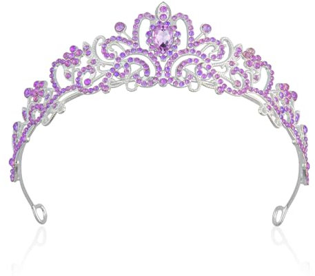 Violette Krone, lila Tiara, Stirnbänder für Mädchen, Kristall-Tiaras für Mädchen, Prinzessinnen-Diadem, Geburtstagskrone, elegante Tiaras für Frauen, Brautschmuck, Abschlussball, Festzug, Hochzeit,