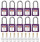 BOZZYS Verrous de verrouillage, cadenas Loto à clés identiques, anse en acier de 38 mm, corps en plastique (BD-G08KA-10PCS-violet, clés identiques-1 clé par serrure)