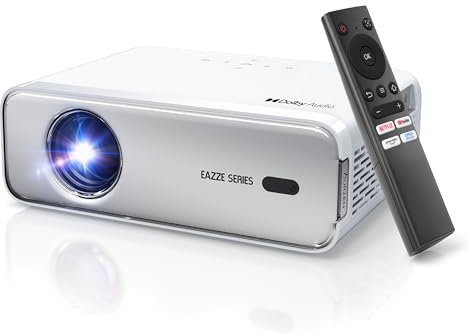 Aurzen Eazze D1 Smart Beamer Heimkino Projektor: Beamer 4K Unterstützt Full HD 1080P Beamer mit NetfIix Officially & DoIby Audio, Autofokus & Trapezkorrektur, Mini WiFi Bluetooth Projektor, Silber