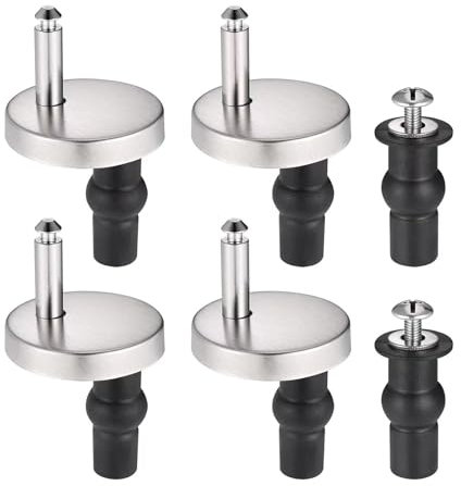 4 Pack Toilet Seat Fittings Fixings Quick Release Toilet Seat Top Fixings Soft Close Toilet Seat Hinges Replacement Kit with 2 Expansion Screw for WC Toilet Blind Holes.