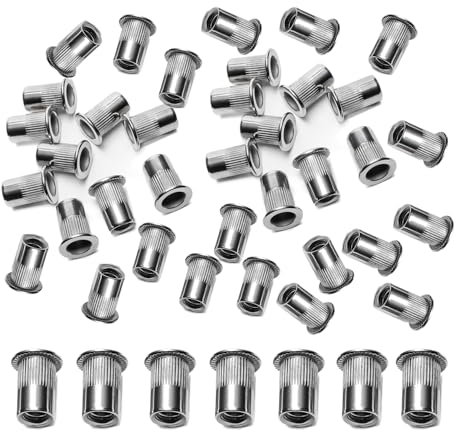 HAPPOW 100 tuercas de remache M8, de cabeza plana, de aluminio, M8, para metal y plástico, para muebles y decoración