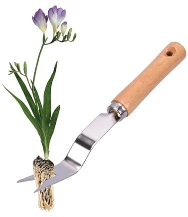 MIUUIP Désherbeur manuel en acier inoxydable pour jardinage, avec manche en bois, enlèvement des racines Artifact, convient pour enlever les mauvaises herbes dans les jardins / potagers / paysages