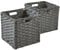 SOCOHOME Cube Storage Box,28x28x28cm Faux Rattan Storage Basket for Toy Clothes Shelf Nursery Closet Waterproof, Non-Mouldy(Grey, 2 Pack)