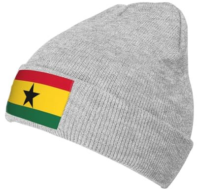UVBDF Beanie-Mütze mit Flagge von Ghana, für Herren und Damen, Strickmütze, warme und modische Kopfbedeckung für alle Jahreszeiten, grau, Einheitsgröße