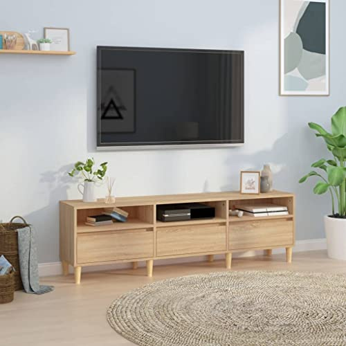 Higsose TV Lowboard TV Schrank Fernsehschrank TV Bank Fernseher Tisch TV Unterschrank DVD Ständer 150x30x44,5 cm Sonoma-Eiche
