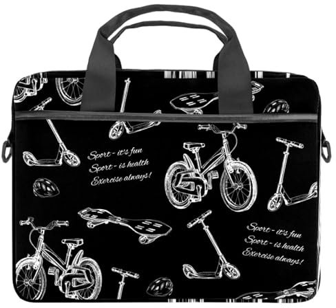 VAPOKF Bicicletta e Skateboard Laptop Borsa Messenger Bag Crossbody Cartella Messenger Sleeve per 13 13.3 14.5 Pollice Laptop Tablet Protect Tote Bag Caso, Multi, 11x14.5x1.2in /28x36.8x3 cm