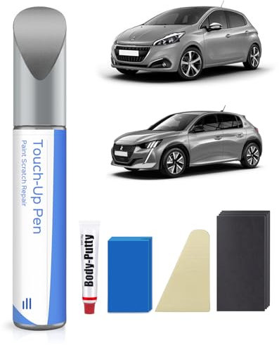 KCA - Kit de peinture de retouche pour Peugeot - Correspondance exacte - Réparation des rayures et des éclats - Gris Artense Metallic/Cumulus Grey Metallic
