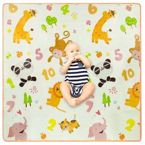 CUDDLE LULLABIES Tappeto Gioco Bambini 150x145cm - Tappeto Cameretta Bambino Impermeabile a Doppia Faccia