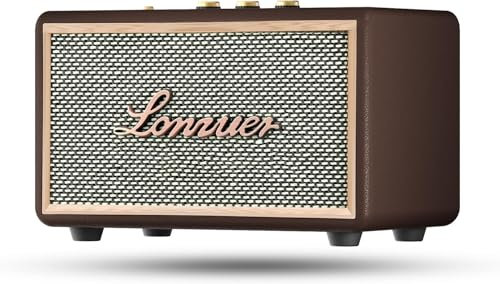 Lonzuer Enceinte Bluetooth rétro en Bois, Portable sans Fil 10 000 mAh, avec stéréo TWS, entrée AUX/SD, Radio FM, pour la Maison, l'extérieur et Les Voyages