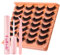 Fadlash Kit Pestañas Postizas 14 Pares Volumen Pestañas Rusas 3d Pestañas Postizas Suave Natural Pestañas Postizas Reutilizables para Diy en Casa Con Pegamento,Pinzas(LZ-DD-14)