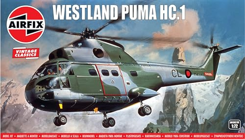 Airfix Vintage Classics Set - A03021V Westland Puma HC.1 - Plastic Model Aircraft Kits for Adults & Children 8+, Set Includes 112 Pieces - 1:72 Scale Model Aircraft Sets
