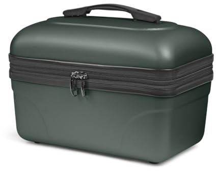 KINSTON 2er Set Große Kosmetiktasche - Hartschalenkoffer Kosmetiktasche Kulturbeutel mit Griff Reise Organizer Große Kapazität, Grün (Vert anglais), großes Modell, Kosmetikkoffer