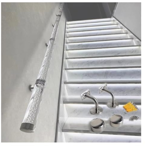 Klar Acryl Handlauf Rutschfest Transparent Kristall Treppengeländer für Haus Kindergarten Flur Loft, Komplettset