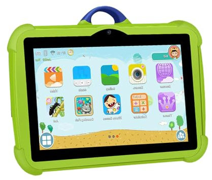 Tablette résistante aux chutes - 4000 mAh Battery Games Tablette 7 pouces Appareil de jeu haute résolution | 4 Go + 64 Go Appareil enfant avec écran haute résolution, portable avec double caméra pour