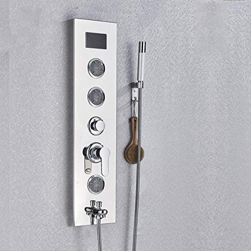 Chrom-Duschpaneel zur Wandmontage mit Temperaturanzeige, Duschsysteme, Wasserhähne aus ABS-Kunststoff, Handbrause, Chrom B