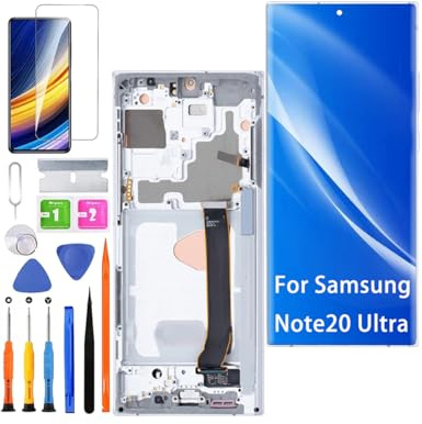 Display Bildschirm für Samsung Note20 N985F Ultra TFT Weiß mit Rahmen | Ohne Fingerabdruck，mit Reparatur Kit，TFT LCD，HD Display，Bildschirm Ersetzen,Not Curved Screen,für Model:N985F/DS N986N