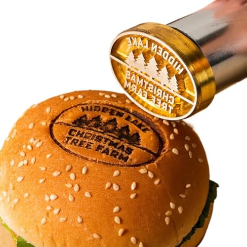 Tampon à hamburger personnalisé – Fer de marque avec laiton de qualité supérieure, logo personnalisé, tampon brûlant pour hamburger, steak, barbecue, noix de coco et gâteau, marquage du logo