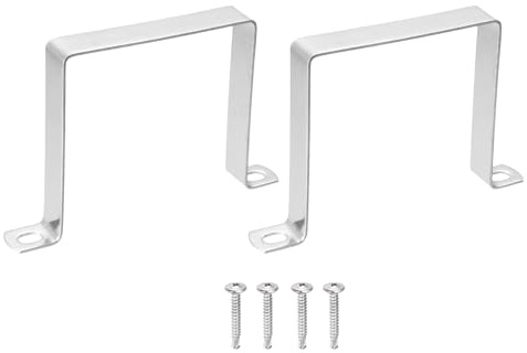 sourcing map 2Pcs U Shape Square Tube Clamp, 100x100mm U Shaped Bracket 304 Stainless Steel Square Strap Clamp with Phillips Head Self Drilling Screws for Pipes Door Closed Bar Holder Railings