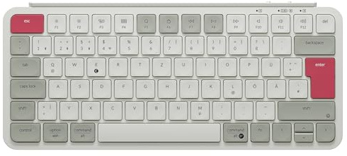 Keychron B1 Pro Ultradünne Kabellose Tastatur, 2,4 GHz/Bluetooth 5.2, 75% DE-ISO Layout, 800-mAh-Akku, Programmierung mit ZMK, Tastatur QWERTZ Kompatibel Mit Mac/Windows/Linux – Vintagerot