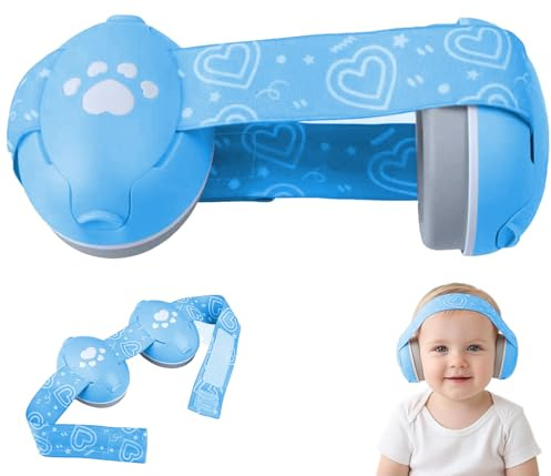GUKOY Cuffie Antirumore per Neonati e Bambini Piccoli Fino a 36 Mesi, Protettori Acustici per Neonati, Previene i Danni Dell’udito, Migliora il Sonno in Viaggio, Blu
