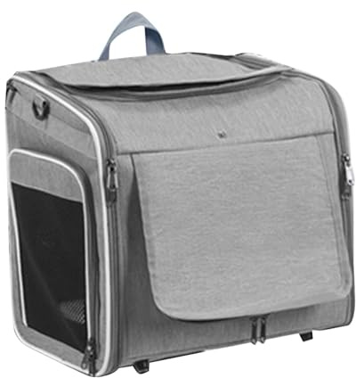 ZAICOLER Cestino per Cani da Bici Fino a 8 Kg di Peso 4 Porte, 4 Mesh, Design Morbido Zaino Porta Animali da Bici con Finestre Robusta Struttura in Metallo Tessuto Oxford Resistente (GREY)