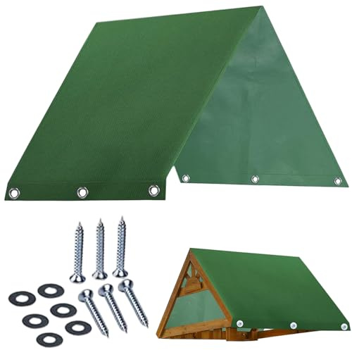 Playset Canopy Replacement, 600D Swing Set Replacement Tarp with Grommet & Mounting Screws Water and Sun Resistant 90x43 Inch All Season Green Sunshade for Playhouse/Playground.