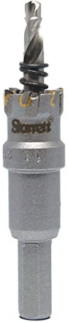 Starrett Tungsten Carbide Tipped Hole Saw - SM18 Sheet Metal Cutter With Arbor & Pilot Drill Bit - For Drilling Stainless Steel Aluminum Alloy - 18MM