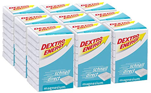 Dextro Energy Traubenzucker Täfelchen mit Magnesium | 9 Packungen (9 x 46g) mit je 8 Glukose Bonbons | Traubenzucker Vorratspack für Sportler
