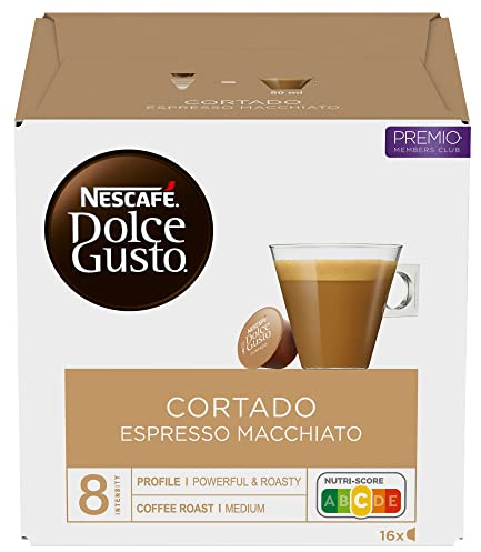 NESCAFÉ Dolce Gusto Cortado - Cápsulas de Café, 16 Cápsulas (1 x 16) - Notas a almendra tostada - Originales para cafeteras Dolce Gusto