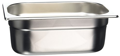 Bandeja Vogue de acero inoxidable, tamaño Gastronorm de 1/4, 100 mm de profundidad y 2,5 litros de capacidad, ideal para alimentos