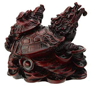 lachineuse – Drachenschildkröte-Statuette – Feng-Shui-Figur – Schutz und Wohlstand – Schmuckstück aus rotem Kunstharz – 12 x 10 x 9 cm – Asiatisches Dekor – chinesische Geschenk-Dekor-Idee