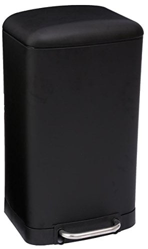 JJA 133684 Papelera de Metal, Negra 35 x 32 x 62 cm 30 l