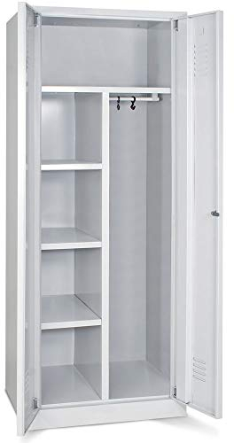 BRB Spind, Stahlblech, lichtgrau kunststoffbeschichtet, 5 Fächer, Kleiderabteil, HxBxT 1800x600x500 mm, mit Sockel