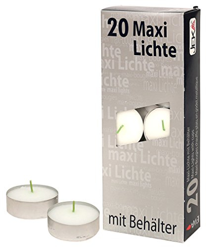 Sigro 20 Stück Maxi Teelichter Kerzen Set mit Aluminium-Auslauf, Silber