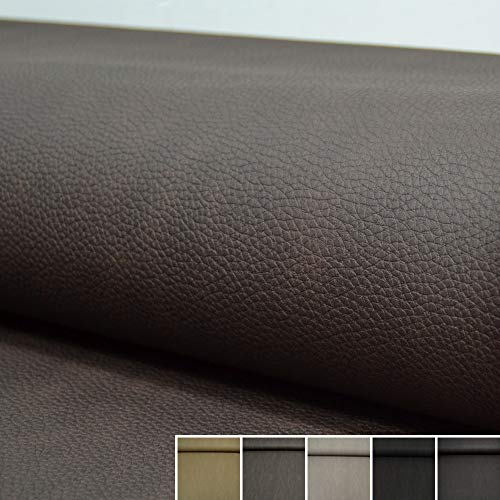 MAGAM-Stoffe Jakob Kunstleder Rindsleder Optik Möbelstoff Meterware 50cm (4. Dunkelbraun)